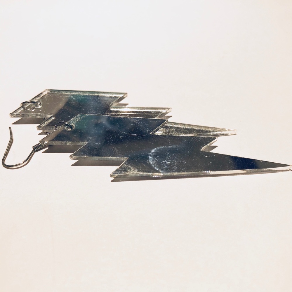 3/$15 Lightning Look Reflective Bolt Earrings